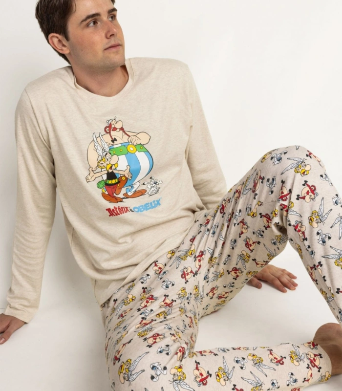 Pijama Hombre Astérix Le Copains Beige Manga Larga