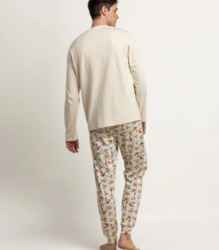 Pijama Hombre Astérix Le Copains Beige Manga Larga