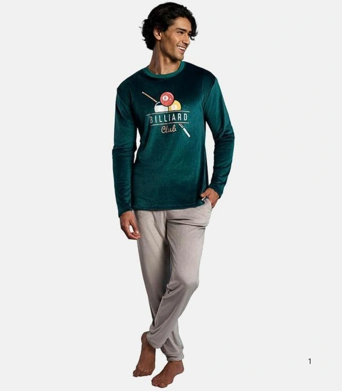 Pijama Largo de Hombre en Terciopelo  "Billiard Club"  Ysabel Mora 26426