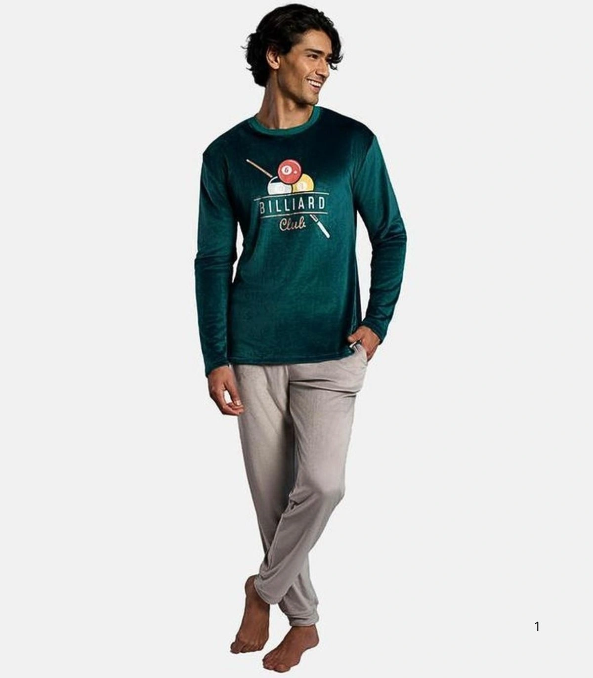 Pijama Largo de Hombre en Terciopelo  "Billiard Club"  Ysabel Mora 26426