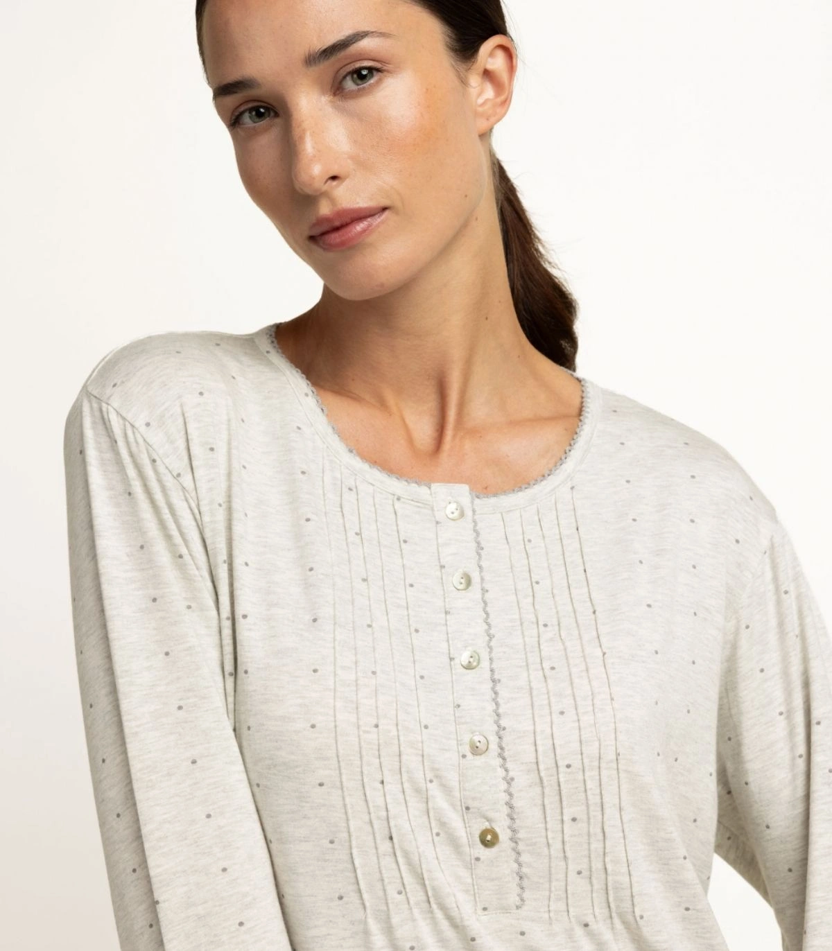 Camisola Mujer Admas Classic Small Grey Dots Gris Jaspeado