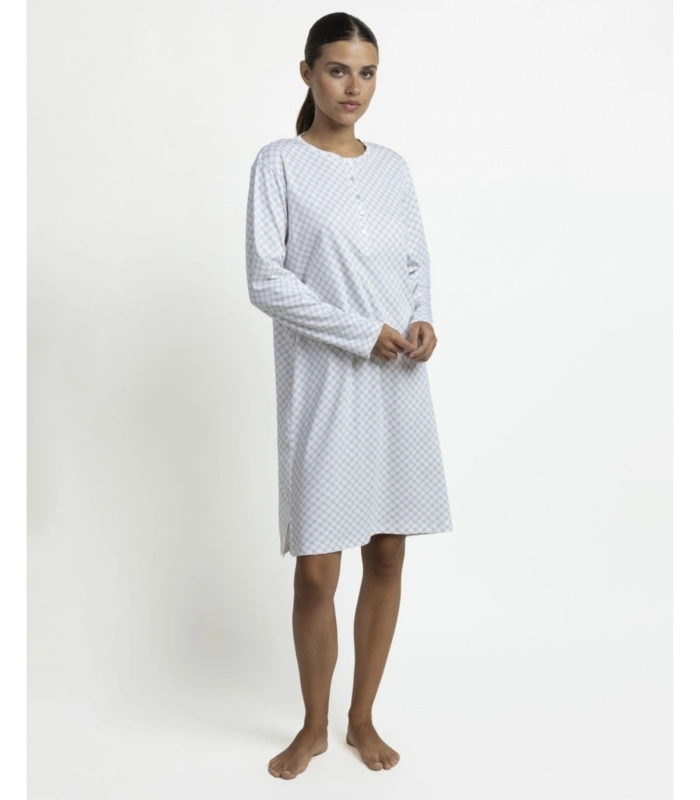Camisola Mujer Admas Classic Grey Flowers Perla Manga Larga