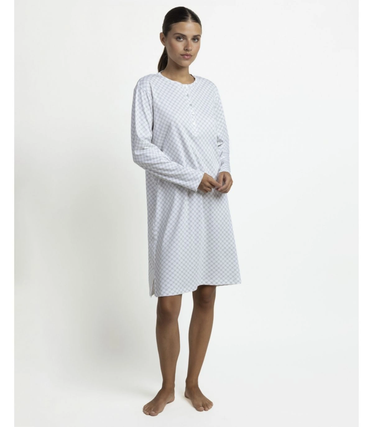 Camisola Mujer Admas Classic Grey Flowers Perla Manga Larga