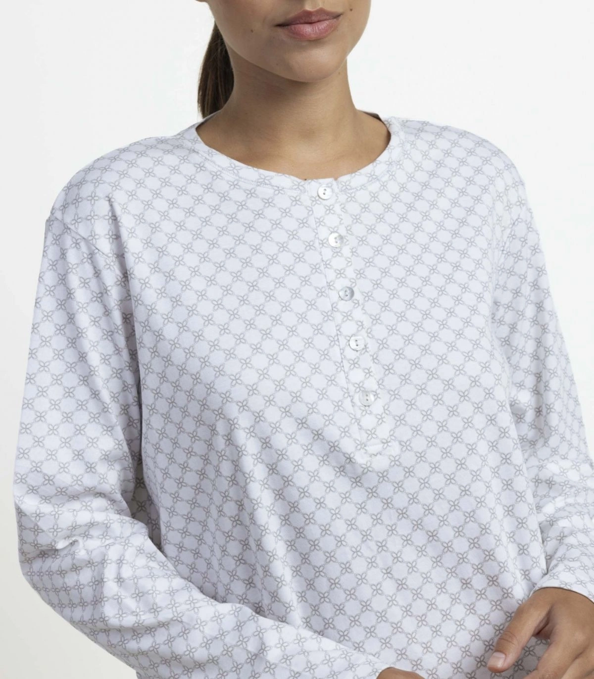 Camisola Mujer Admas Classic Grey Flowers Perla Manga Larga