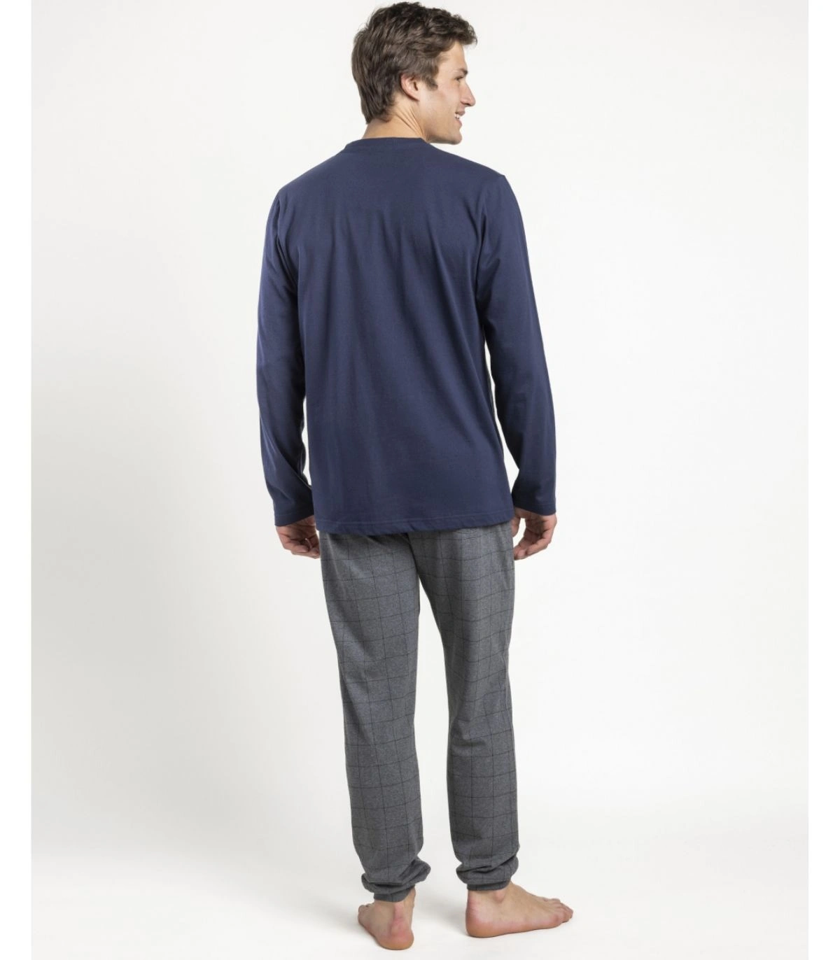 Pijama Hombre Stay at Home Coffee Routine Marino Manga Larga