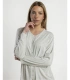 Pijama Mujer Admas Classic Small Grey Dots Gris Jaspeado Abierto Manga Larga