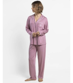 Pijama Mujer Admas Classic Summer Rosa Abierto Manga Larga