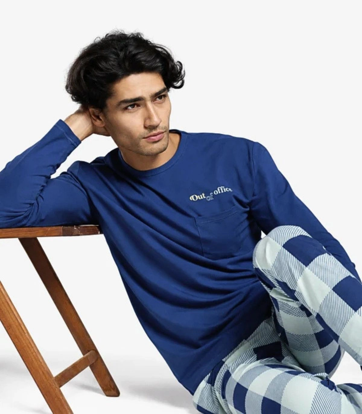 Pijama Largo de Hombre en Algodón con Camiseta Azul y Pantalón Extrasuave Ysabel Mora 26452