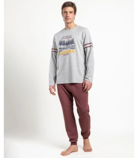 Pijama Hombre Admas Grey Kayaking Gris Manga Larga