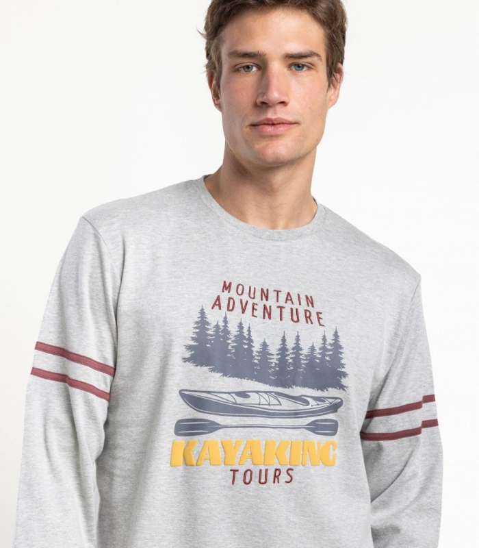 Pijama Hombre Admas Grey Kayaking Gris Manga Larga