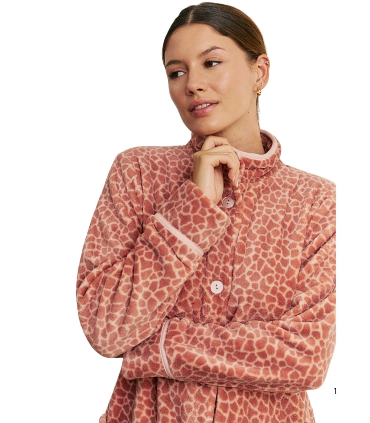 Bata de Mujer en Coralina de Largo Medio Estampado Animal Print Promise 22464