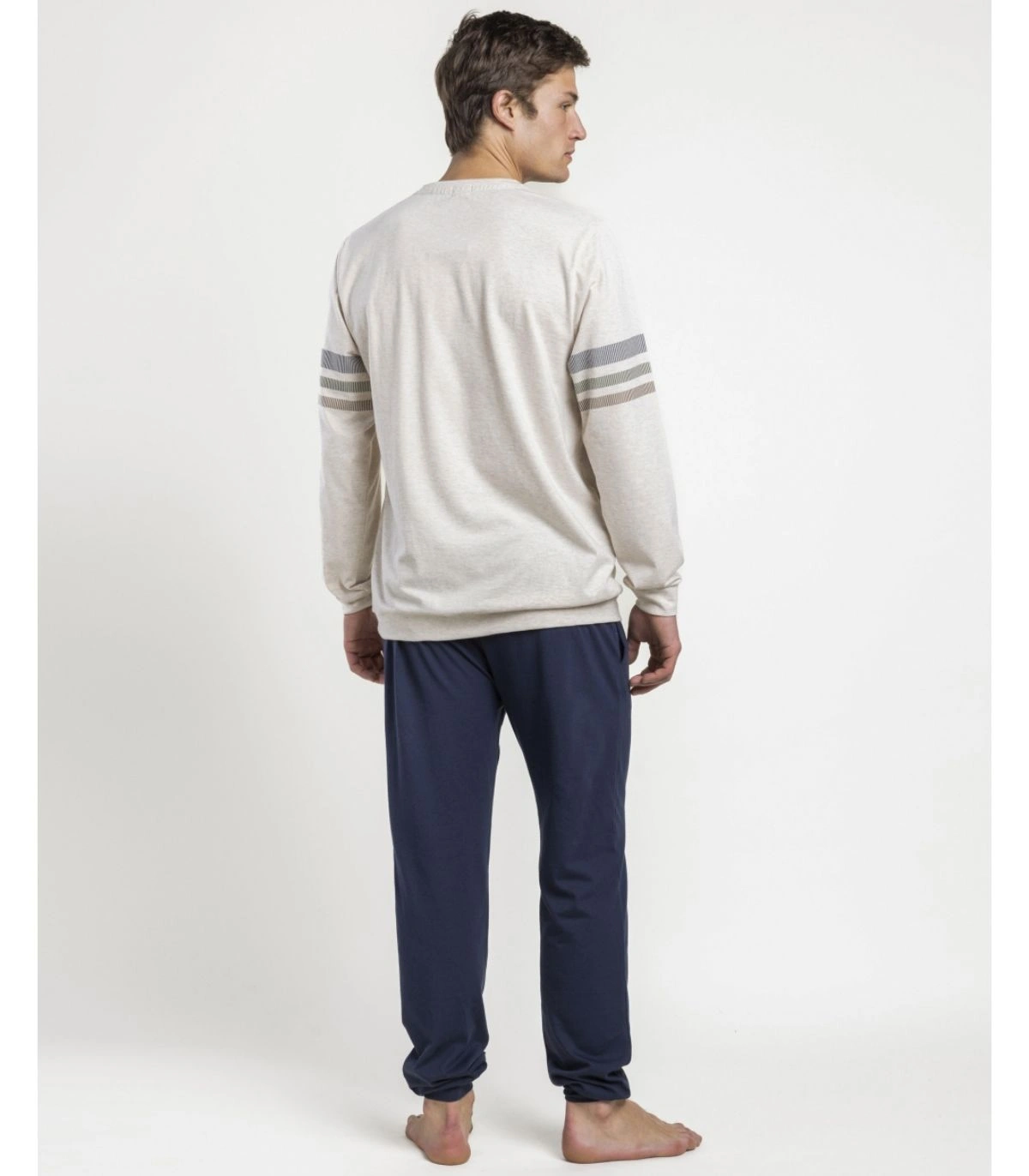 Pijama Hombre New Plan Beige Planetary Manga Larga