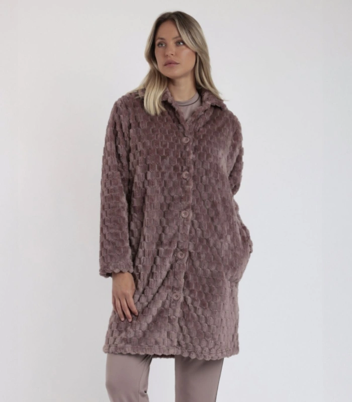 Bata Mujer Admas Soft Sleep Moka Jacquard Manga Larga