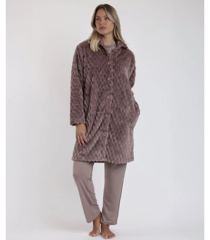 Bata Mujer Admas Soft Sleep Moka Jacquard Manga Larga