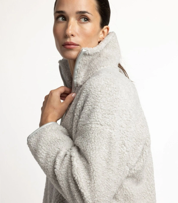 Bata Mujer Admas Sherpa Relax Home Gris Borreguito