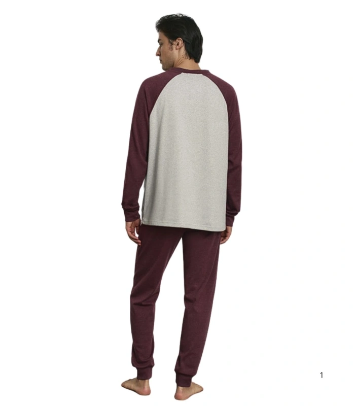 Pijama Largo de Hombre en Algodón con Acabado Interior Suave,  "Slow Down" Promise H34962