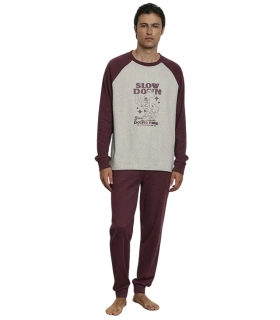 Pijama Largo de Hombre en Algodón con Acabado Interior Suave,  "Slow Down" Promise H34962