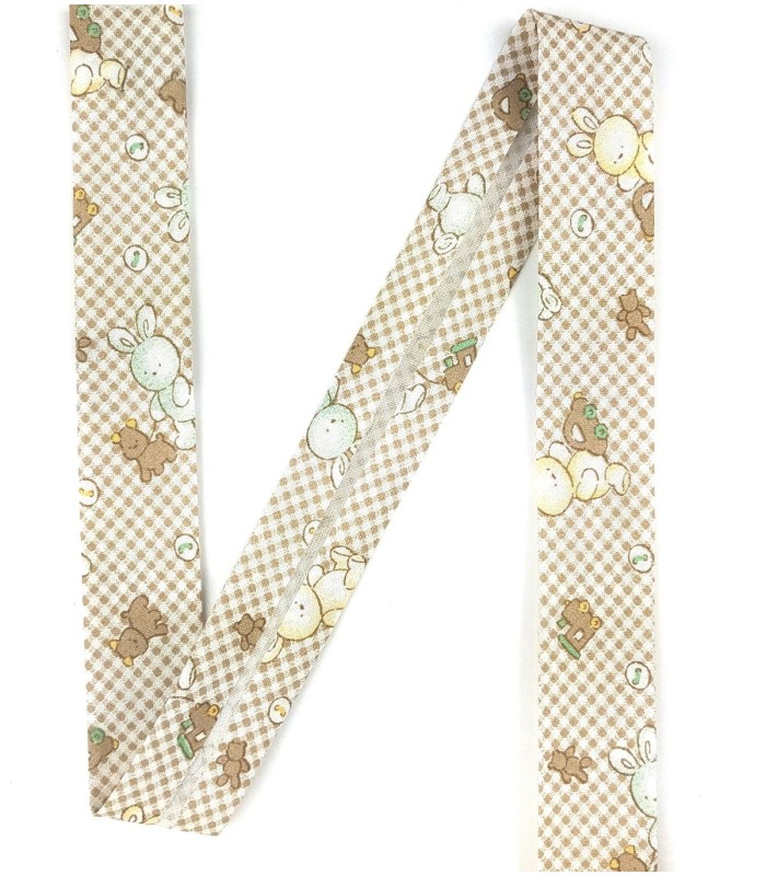 Cinta al Bies Estampado Conejitos 25 mm. Varios Colores