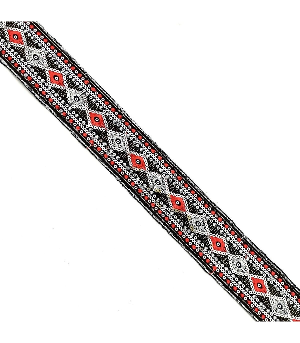 Galón de Lentejuelas Bordadas de 5 cm Cinta Decorativa Brillante y Ligera - Varios Colores