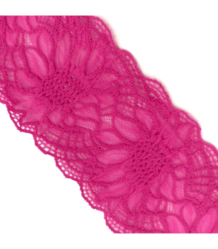 Encaje Nylon Elástico Fuxia. Ancho 8,5 cm