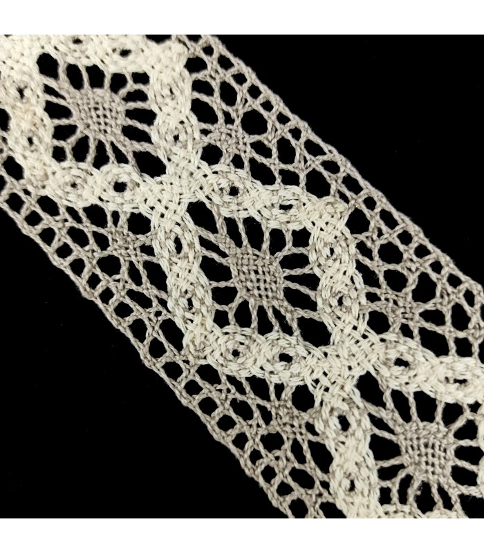 Entredós de Bolillo Bicolor Marfil y Gris 100% Algodón 4,5 cm - Ref. 771