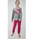 Pijama niña tundosado gris y fucsia con corazones "ALL YOU NEED IS LOVE"
