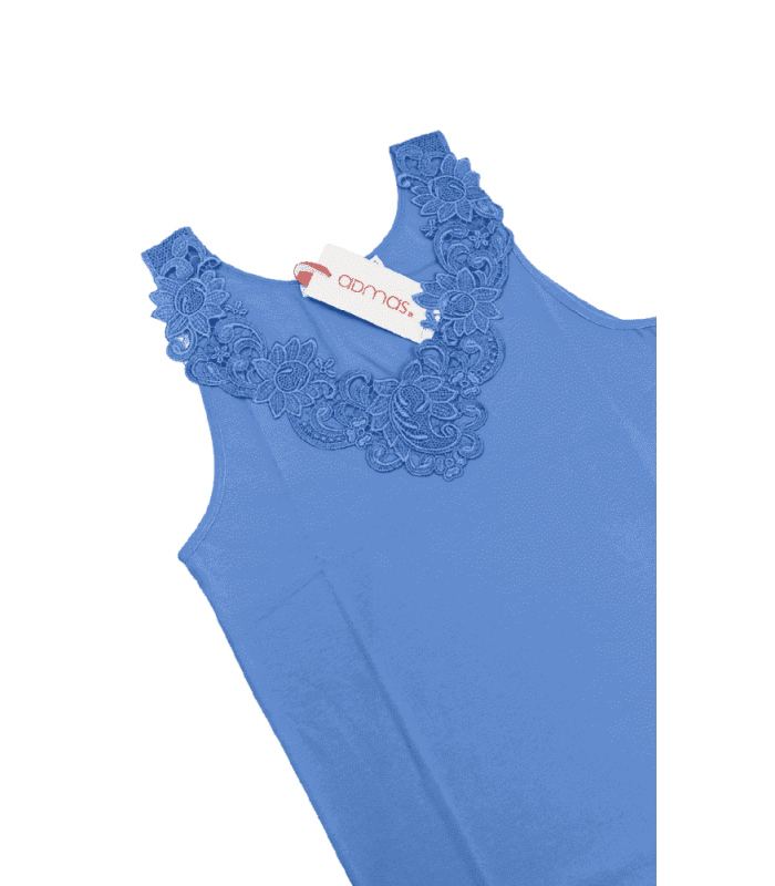 Camiseta Mujer Punto - Detalle Puntilla Guipur Azul 43485